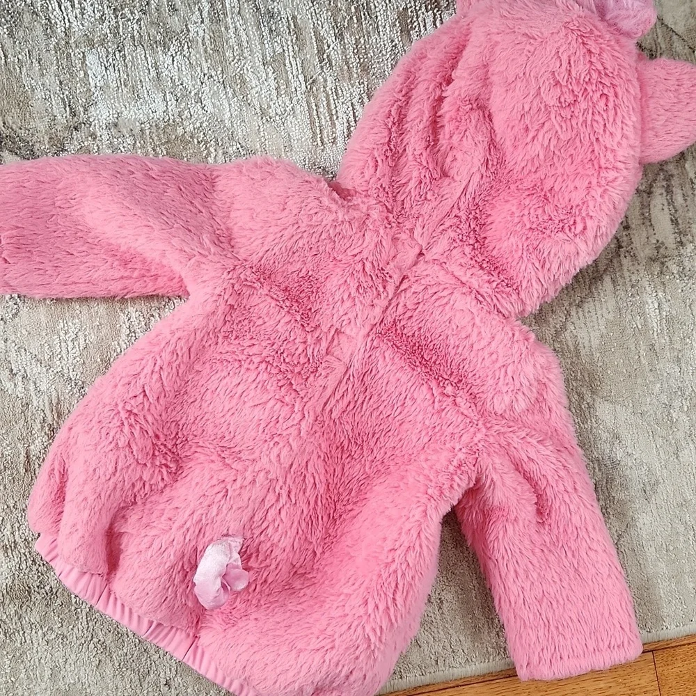 Pink Fuzzy Pig Hoodie, size 6-12 months